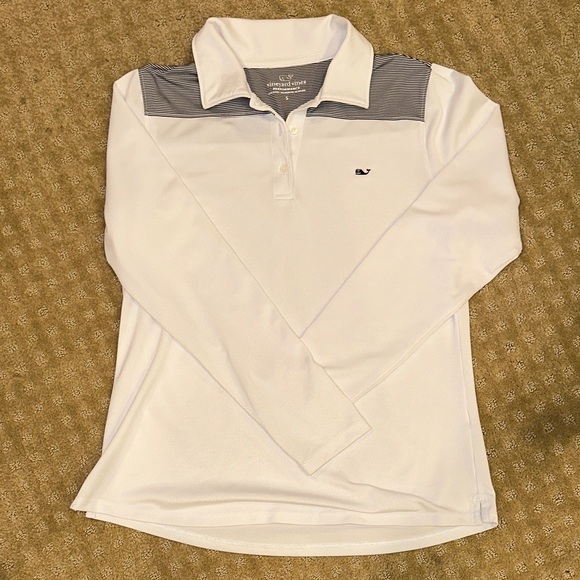 Vineyard Vines Tops - Vineyard Vines White Polo with Gray Stripes